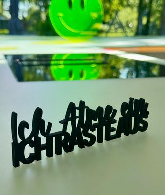 Schriftzug Schriftzug "Ich Atme ein, ich raste aus"