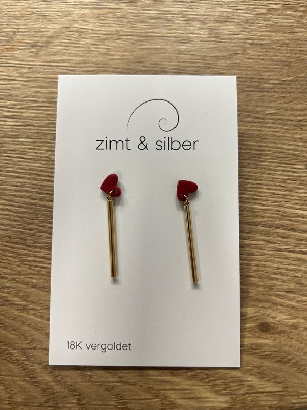Ohrringe Ohrringe "Lovis rot", 18K vergoldet