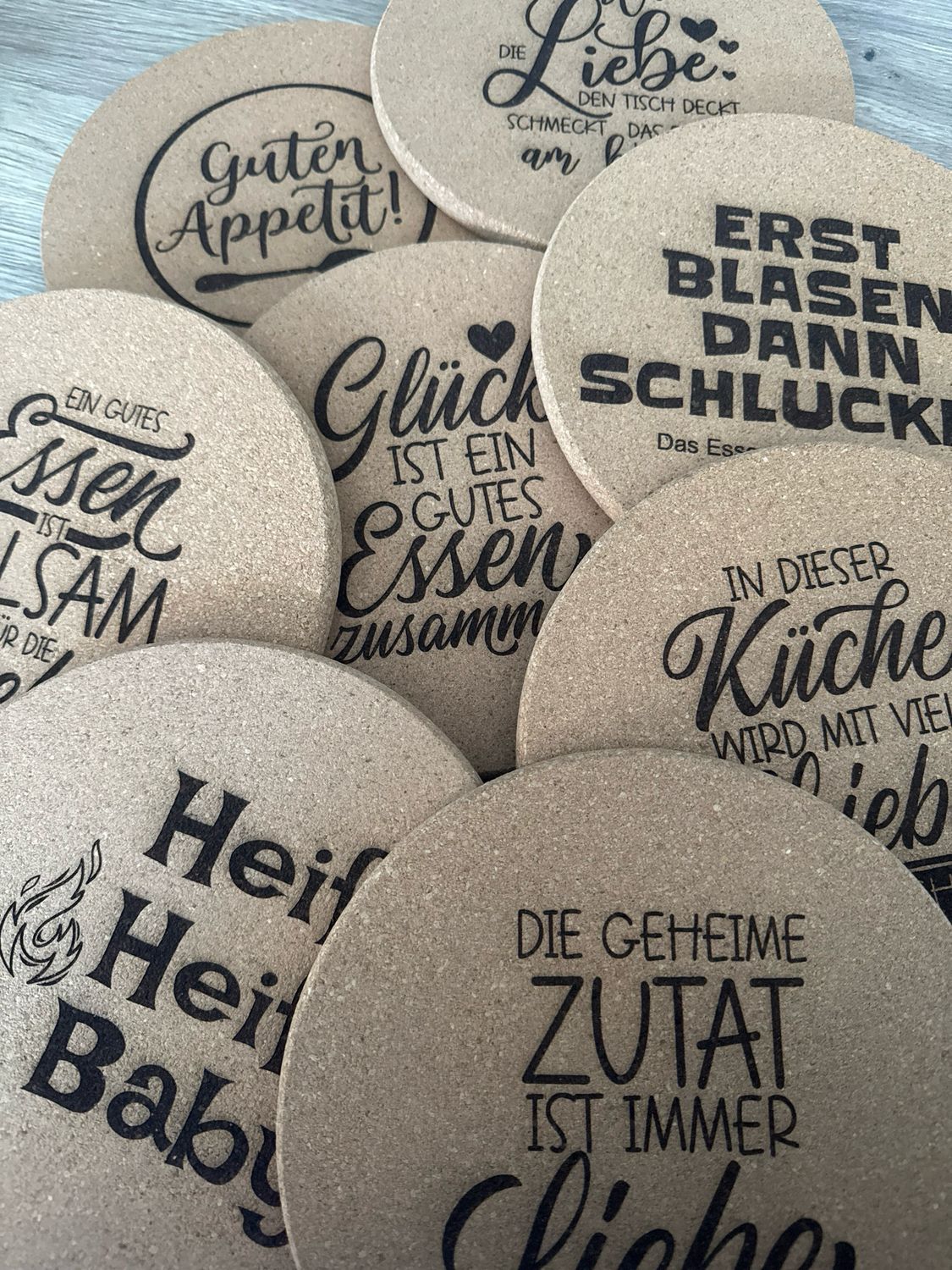 Topfuntersetzter mit Spruch