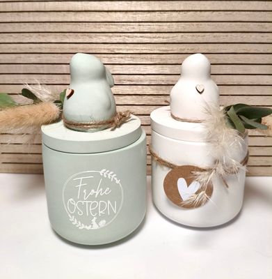 Osterdose mit Häschen, weiß oder bunt