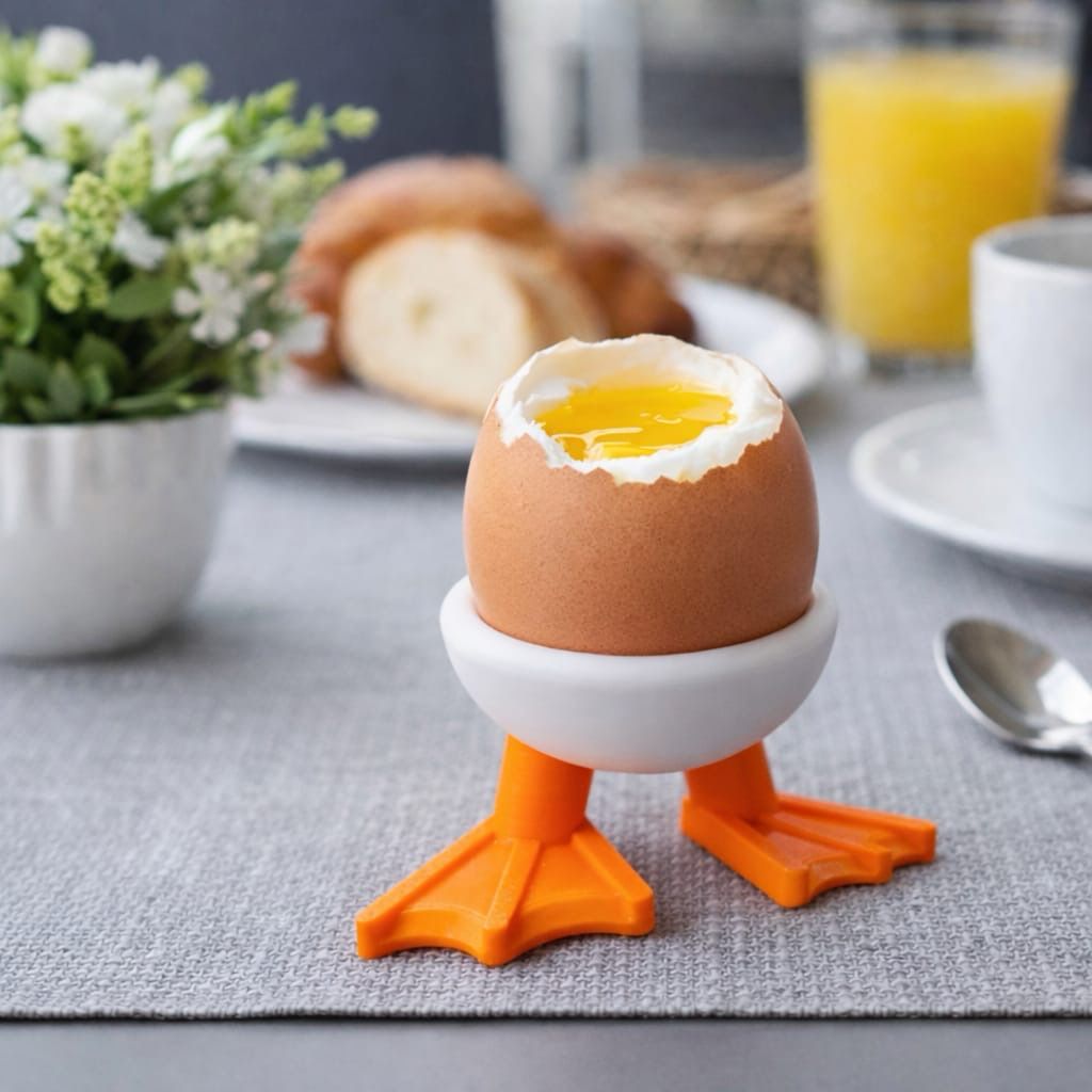 Eierbecher weiß/orange