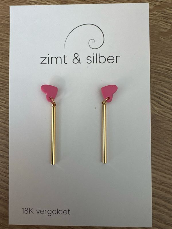 Ohrringe "Lovis rosa", 18K vergoldet