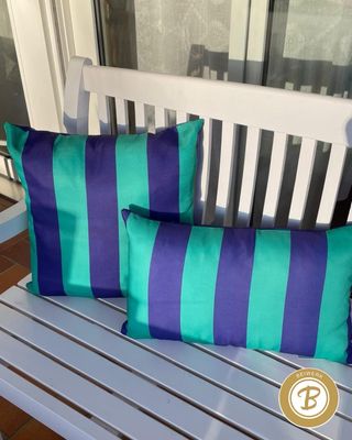 Outdoor Kissen grün/blau getrieft