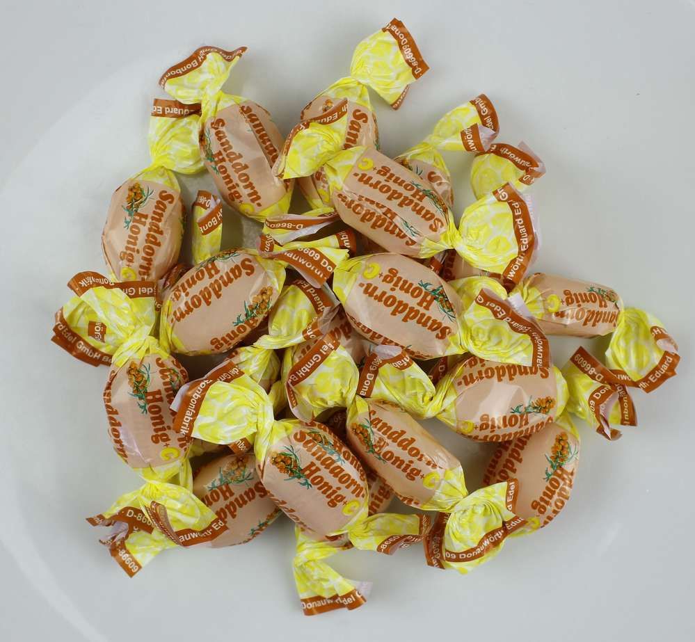 Sanddorn Honig Bonbons gefüllt gewickelt + Vitamin C