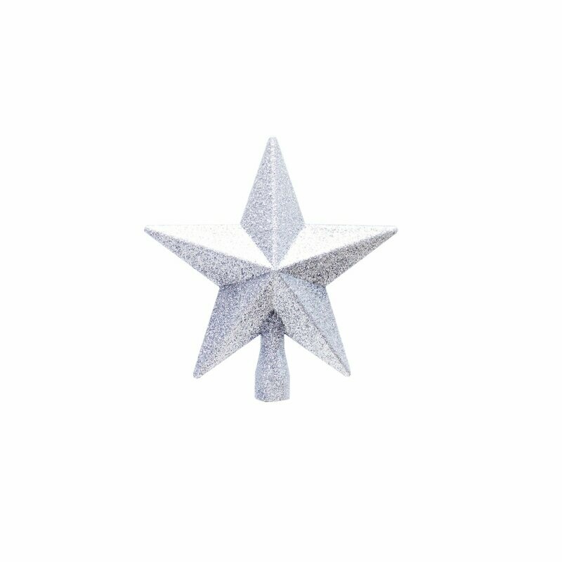 Weihnachtsbaumspitze Stern mit Glitter  "silber"