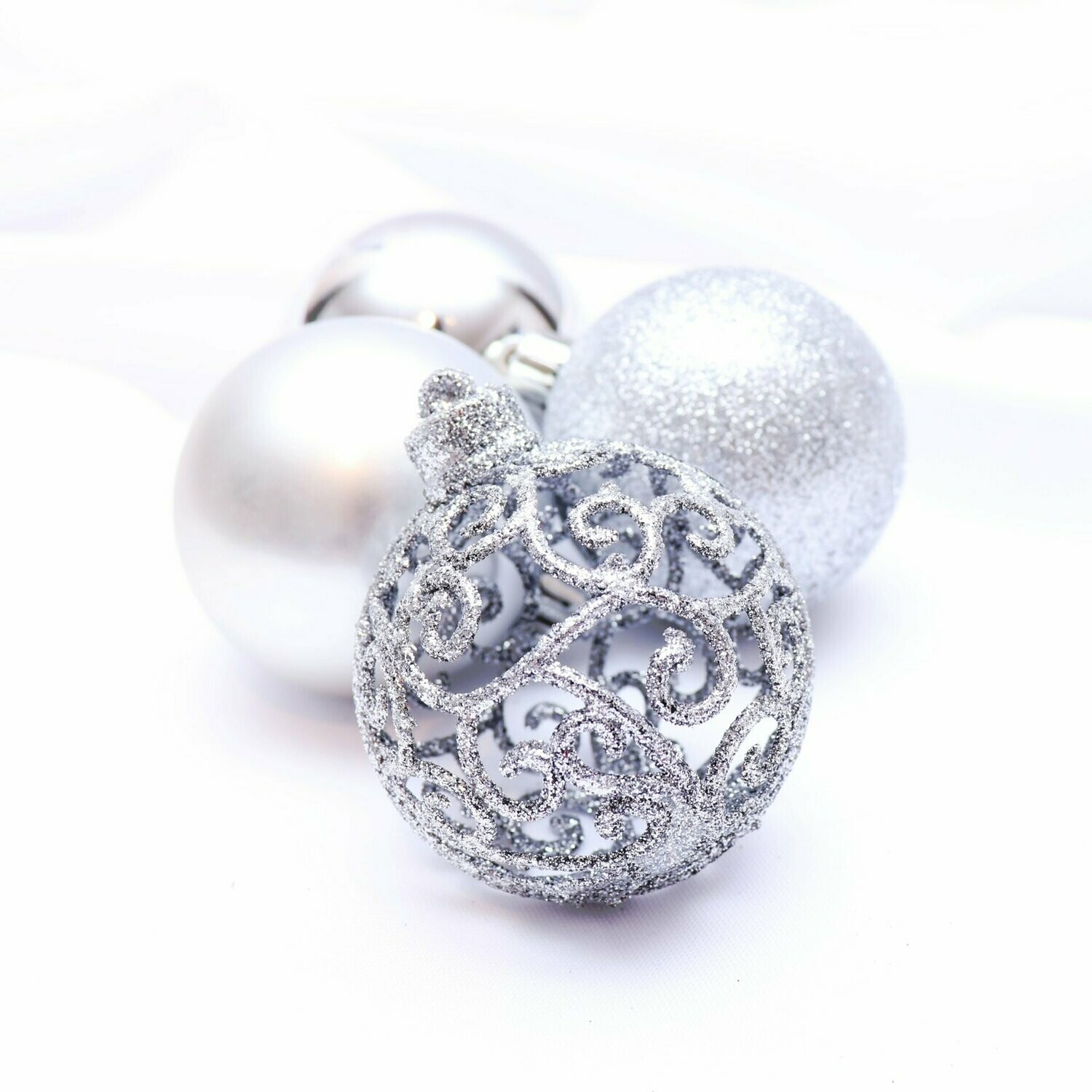 Weihnachtskugel silber Ø6cm - 16 Stk.