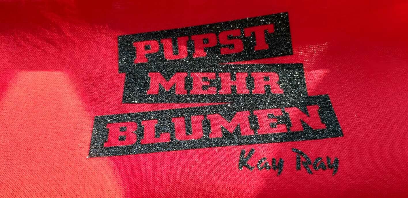 &quot;Pupst mehr Blumen&quot; Schnutenpulli in rot