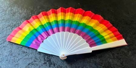 Regenbogenfächer Kunststoff weiss