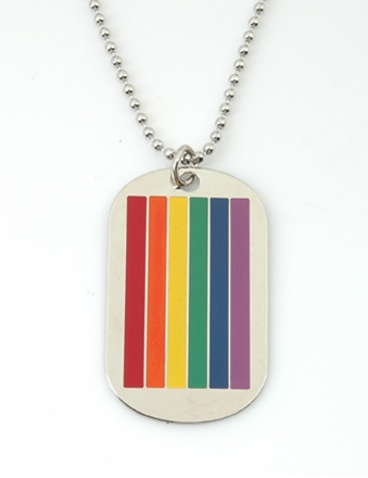 Kette Dog-Tag Regenbogen mit Rand groß