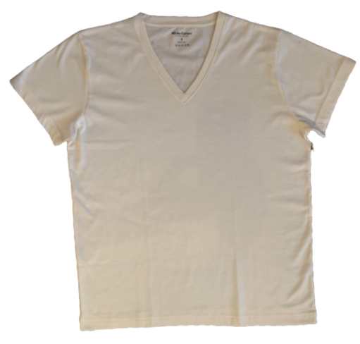 Camiseta White Cotton Cuello V - Natural