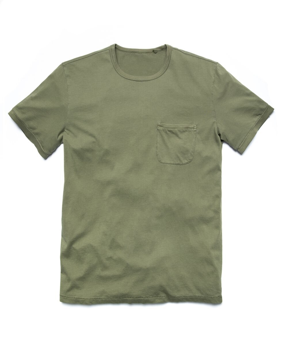 T-Shirt de Hombre Pima Orgánico Olive Con Bolsillo