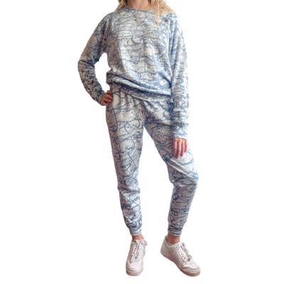 Set Jogger &amp; Sweatshirt Franela Perchada-Tie Dye Azul