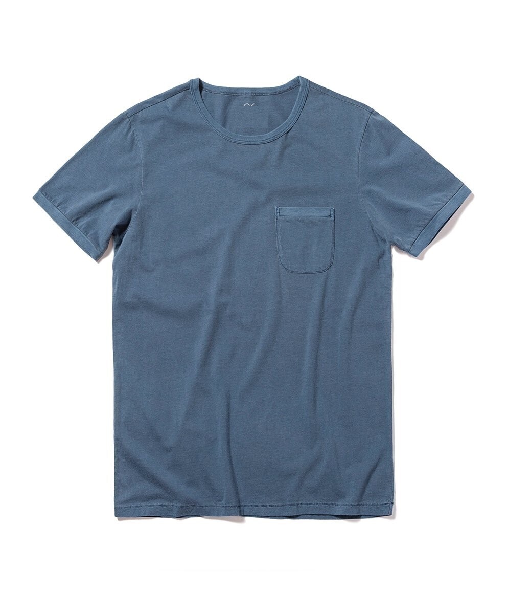 T-Shirt de Hombre Pima Orgánico Azul Acero C/ Bolsillo