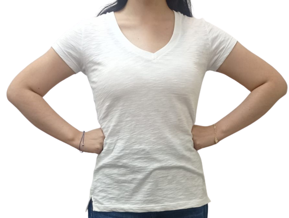 Slub V Neck T-Shirt Eco White