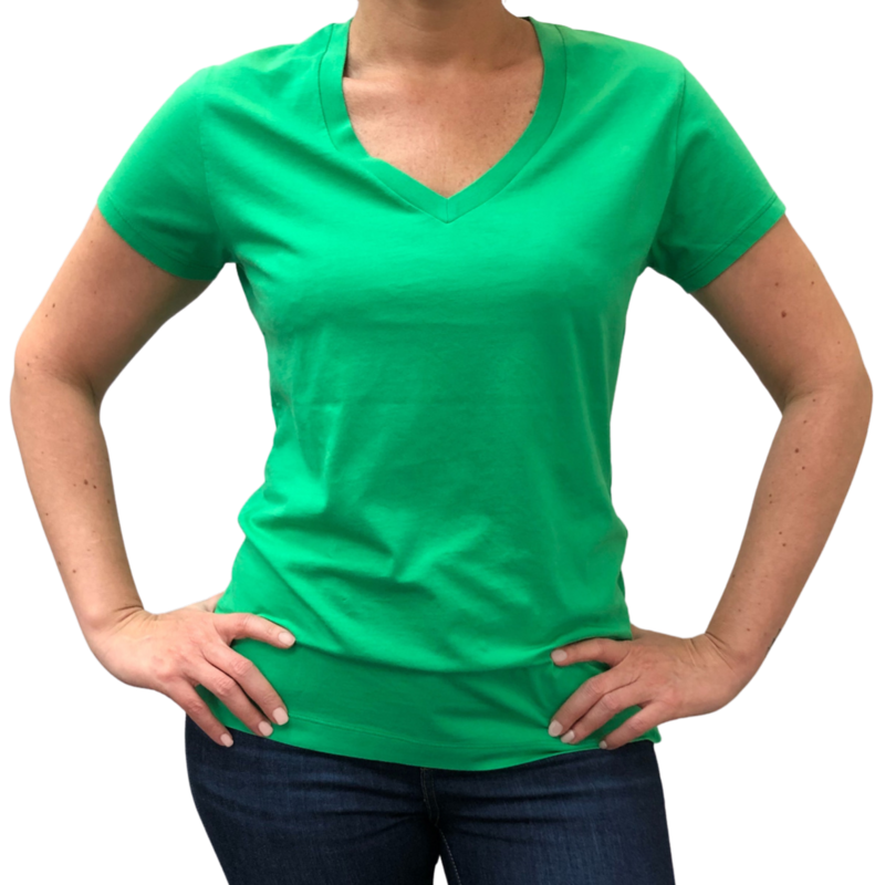 V Neck T-Shirt Bright Green