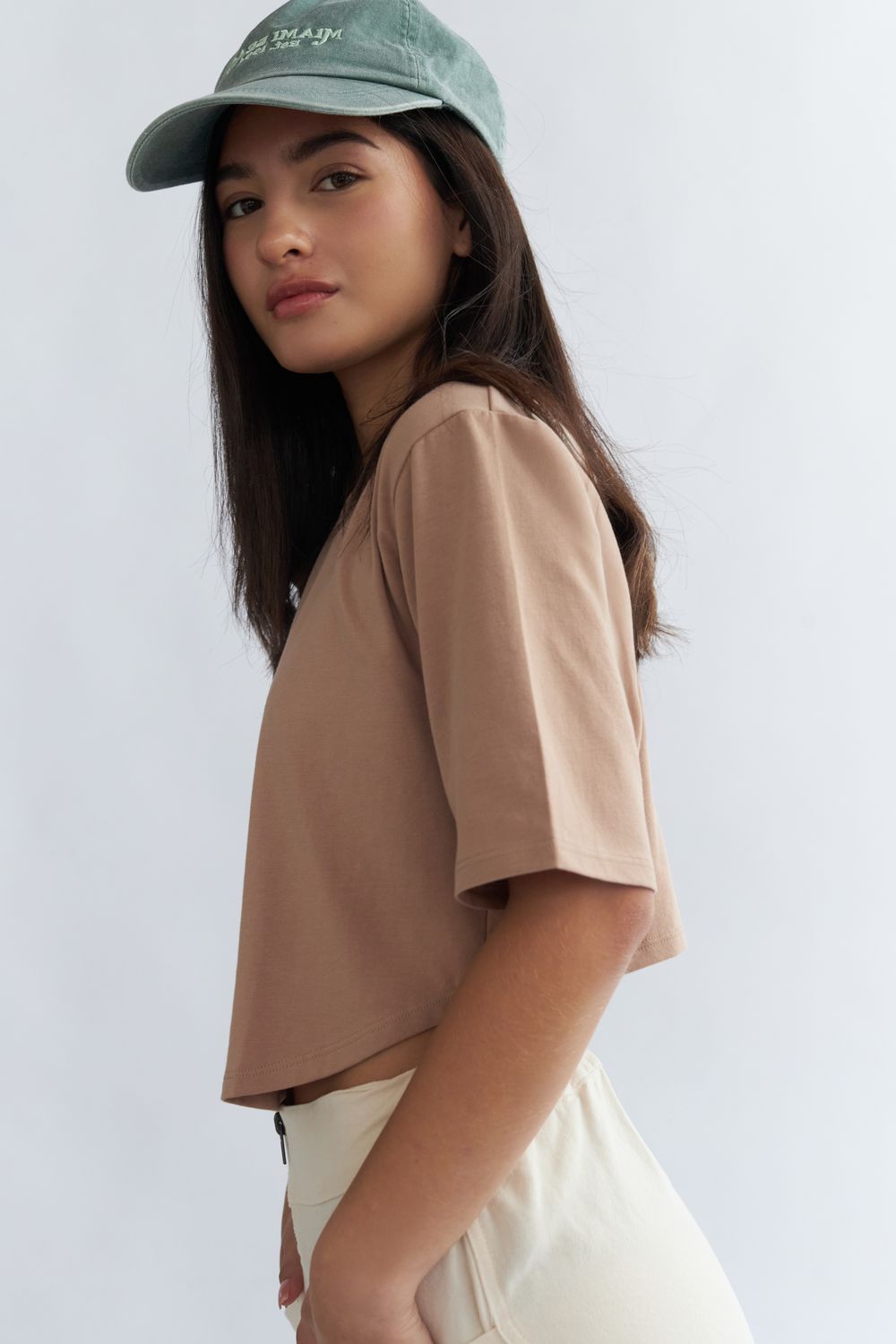 Boxy Crop Top - Mushroom