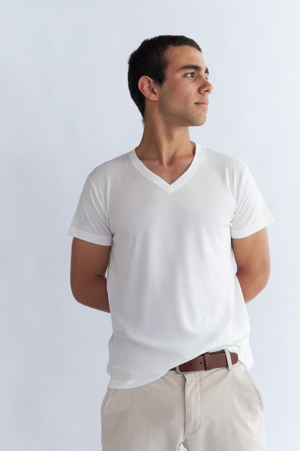 Camiseta White Cotton Cuello V-Eco White