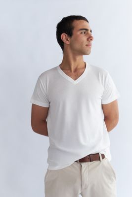 Camiseta White Cotton Cuello V-Eco White