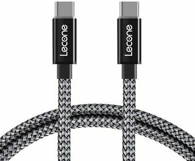 
Cable de carga USB C a USB C, cable Lecone USB 2.0 tipo C 5A Carga rápida 20V 100W Suministro de energía con video 4K Nylon trenzado de transferencia de datos de 10 Gbps para Google Pixel 3, MacBook 