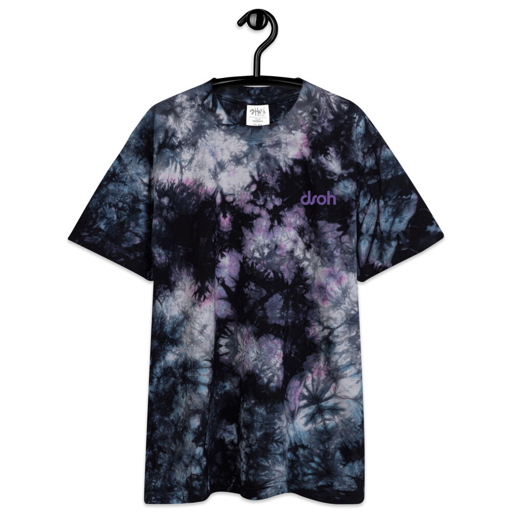 Oversized tie-dye t-shirt w/ Embroidered DSOH Logo, Color: Milky way, Size: S