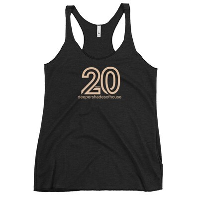 20 YEARS DEEPER SHADES OF HOUSE Women&#39;s Racerback Tank, Color: Vintage Black, Size: XS