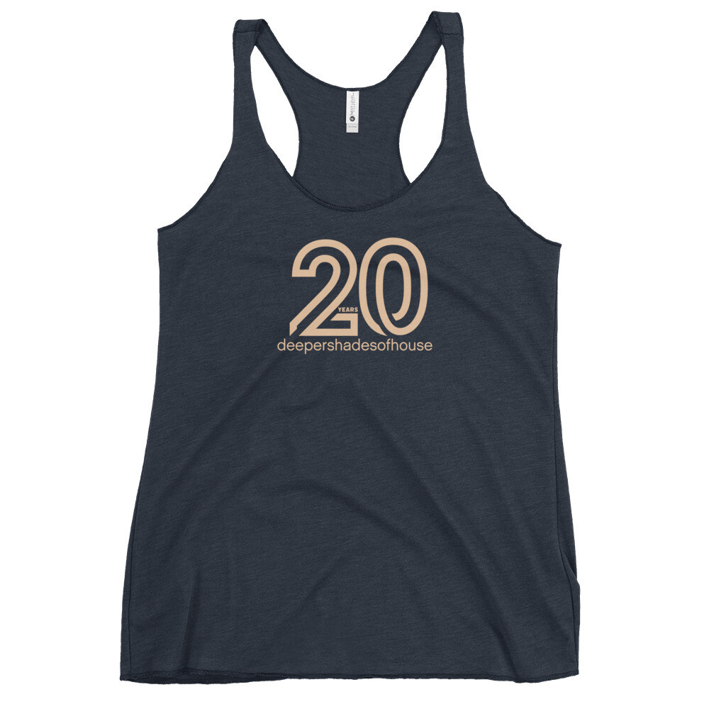 20 YEARS DEEPER SHADES OF HOUSE Women's Racerback Tank, Color: Vintage Navy, Size: L