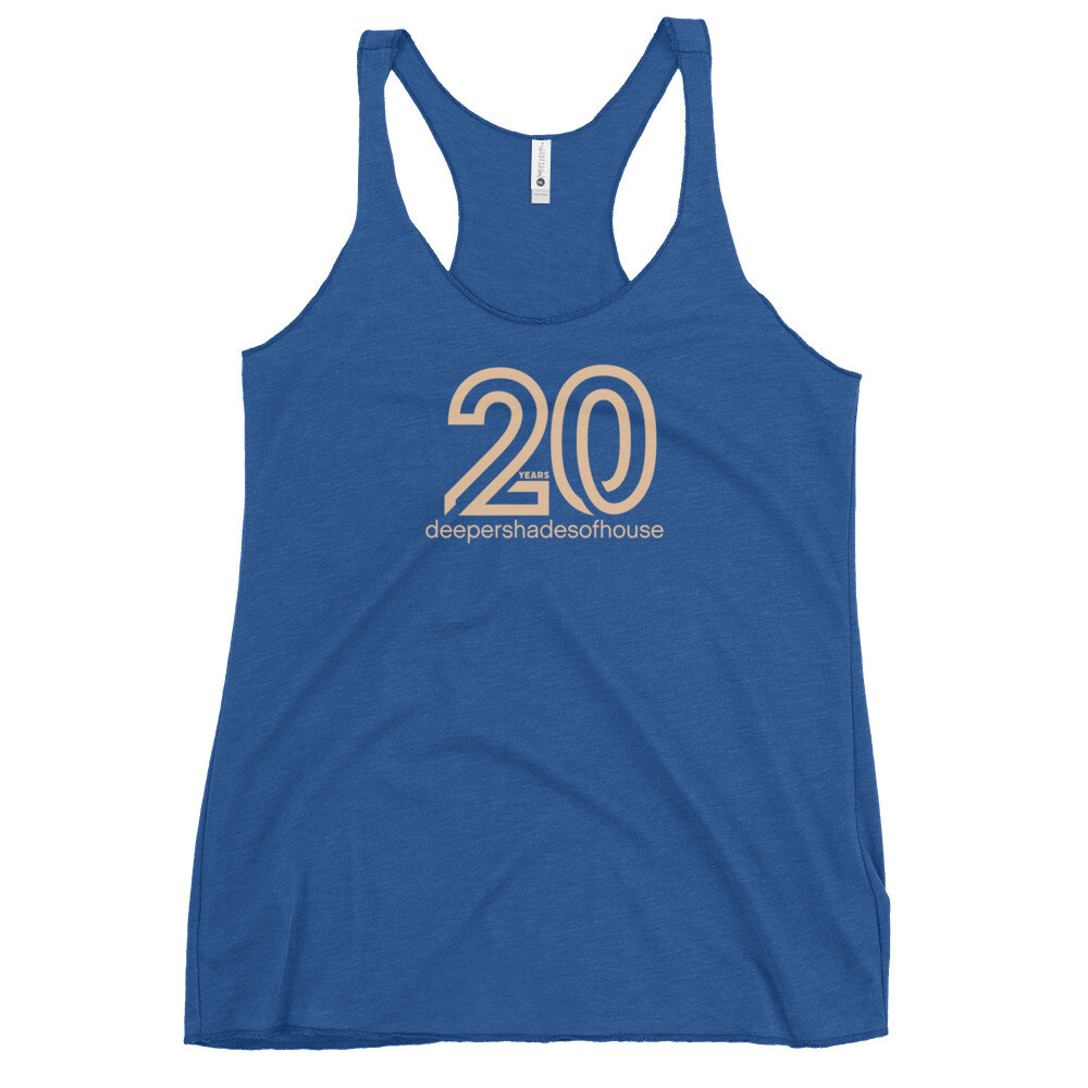 20 YEARS DEEPER SHADES OF HOUSE Women's Racerback Tank, Color: Vintage Royal, Size: XL
