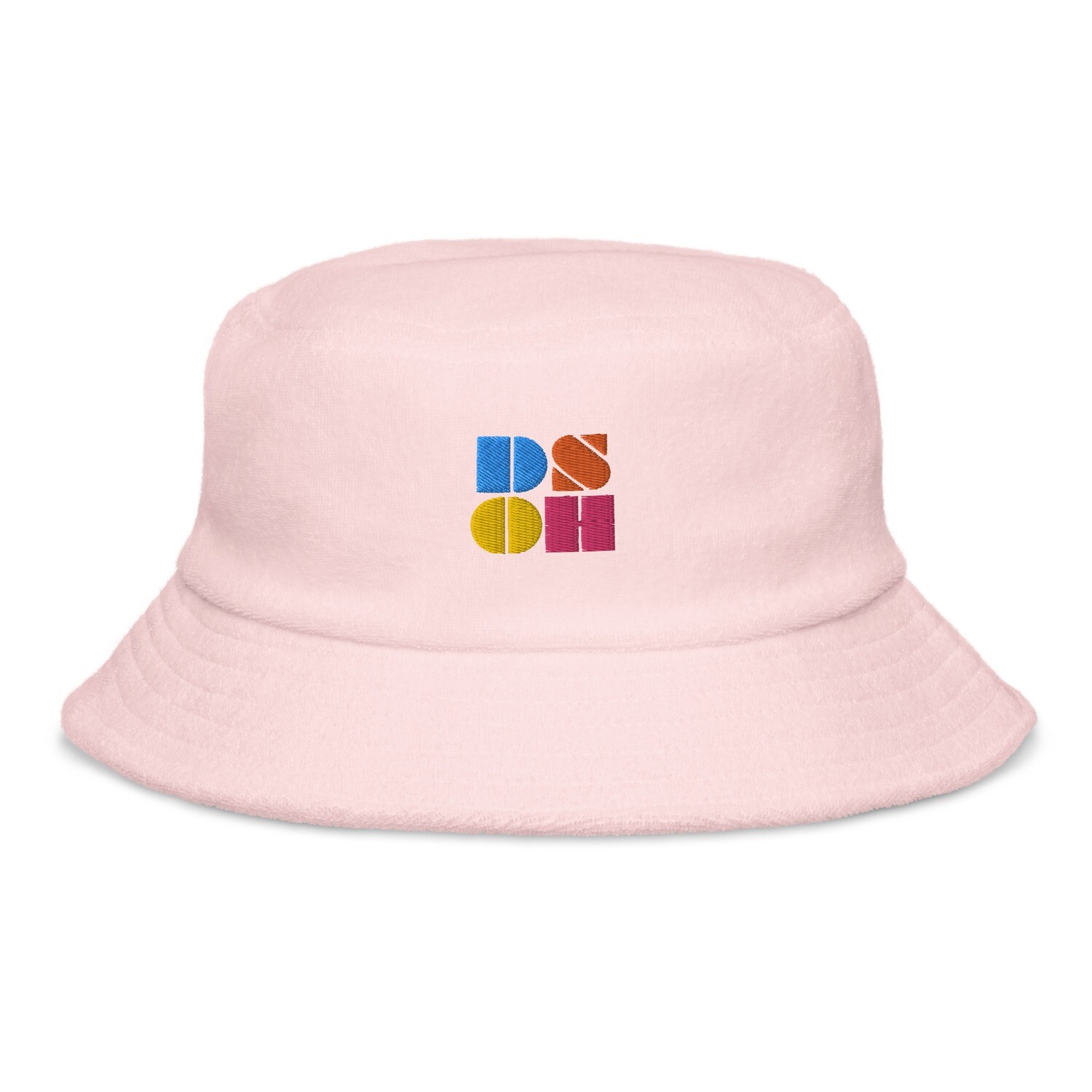 DSOH embroidered Terry cloth bucket hat, Color: Light Pink