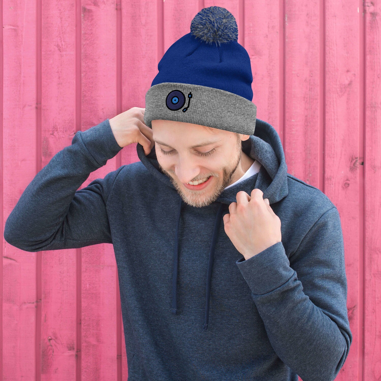 TURNTABLE ICON POM-POM BEANIE by DSOH