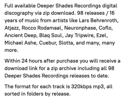 Deeper Shades Recordings Digital Discography (Download)
