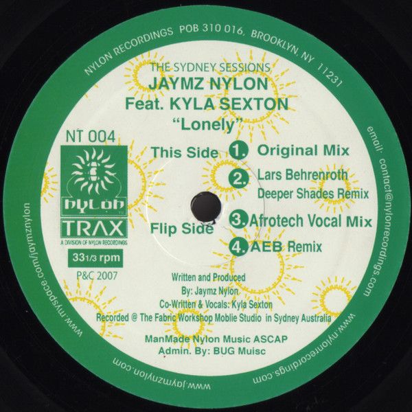 Jaymz Nylon Feat. Kyla Sexton / Lonely (The Sydney Sessions) /  Nylon Trax / 2007 / Vinyl 12&quot;