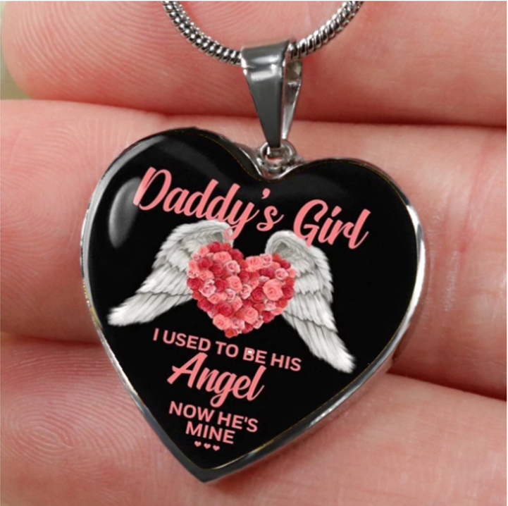 I Used To Be His Angel and Now He Is Mine Heart Pendant Necklace