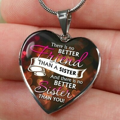 There Is No Better Sister Than You Love Heart Shape Pendant Necklace