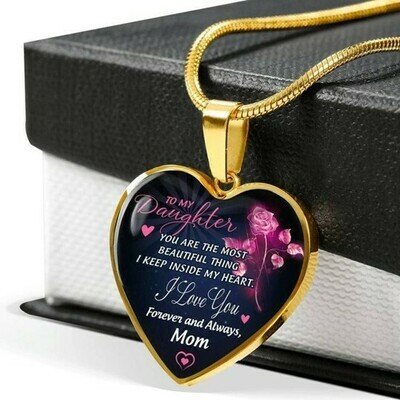 To My Daughter Love Mom Heart Necklace