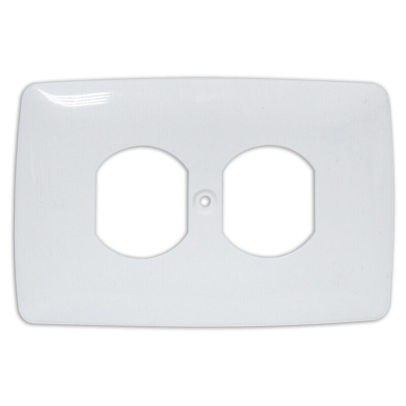 TAPA PLASTICA DE LUJO TOMA DOBLE BLANCA 2X4 INDUMA CERTIFICADA (CON TORNILLO)