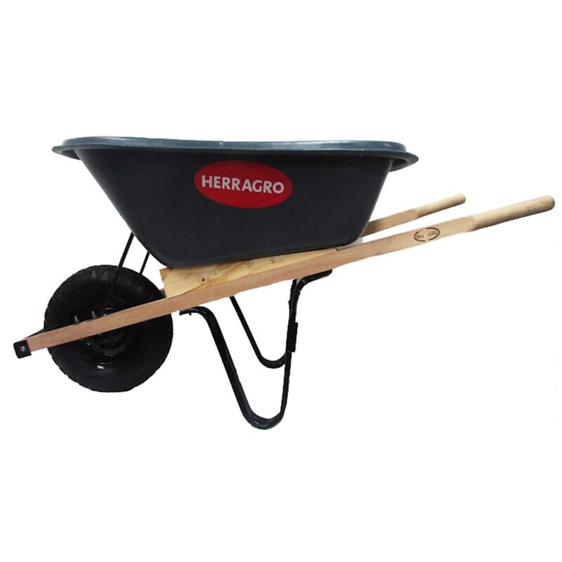 BUGUI HERRAGRO PLATON GRIS PLASTICO CHASIS MADERA (5000) (100 LITROS (LLANTA NEUMATICA)
