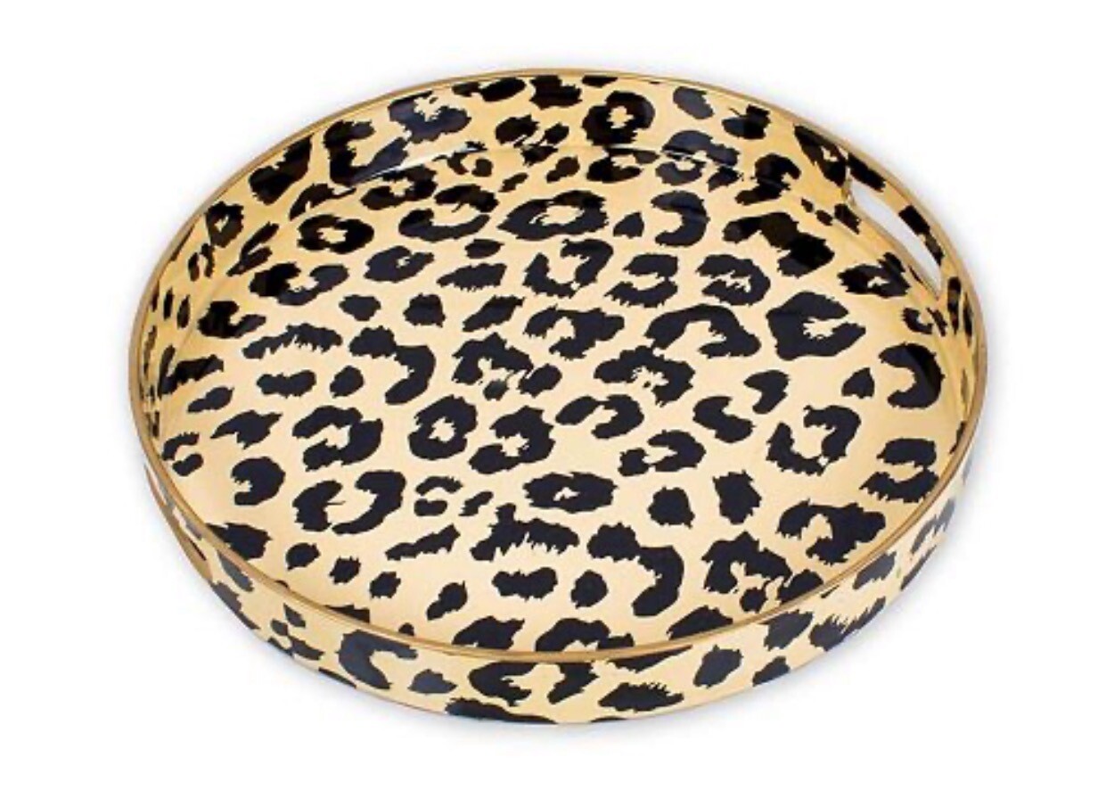 Round Gold\Black Leopard Tray