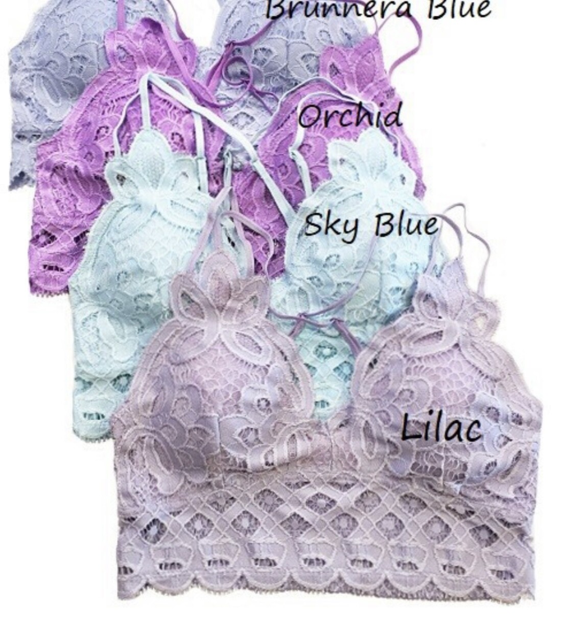 Padded Lace Bralette Sky Blue 
