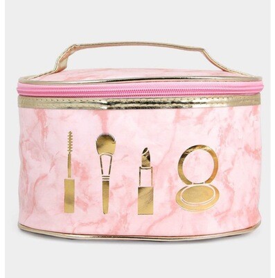 Zippered Make-up Bag - Pink Marble