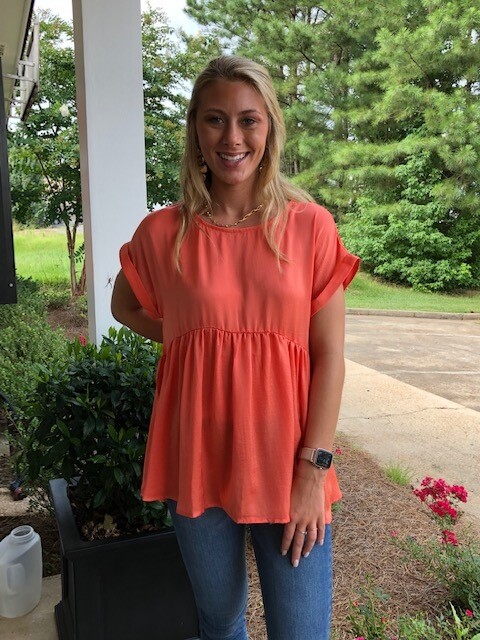 Coral Babydoll Top