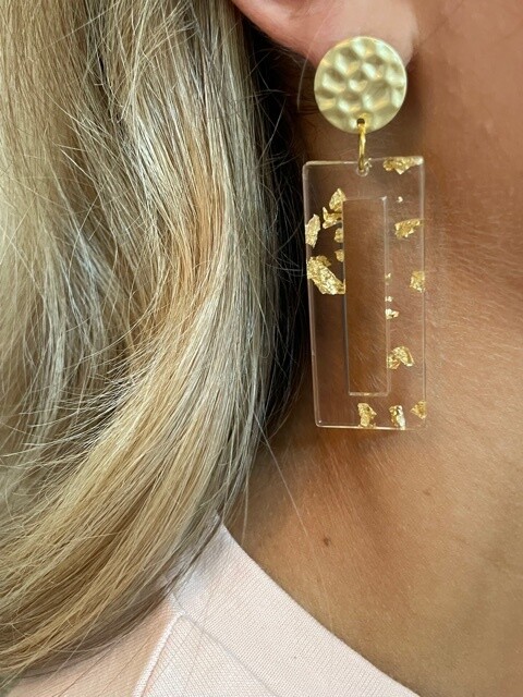 Gold Flake Earrings - Rectangle