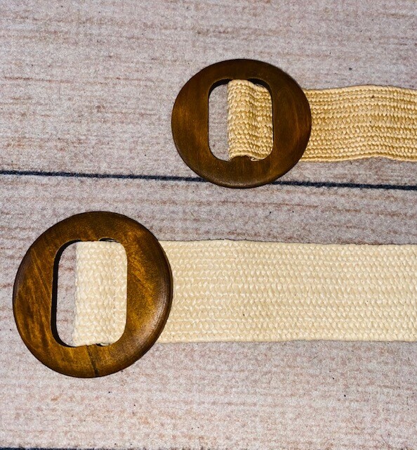 36" Wooden Buckle Belt, Ivory