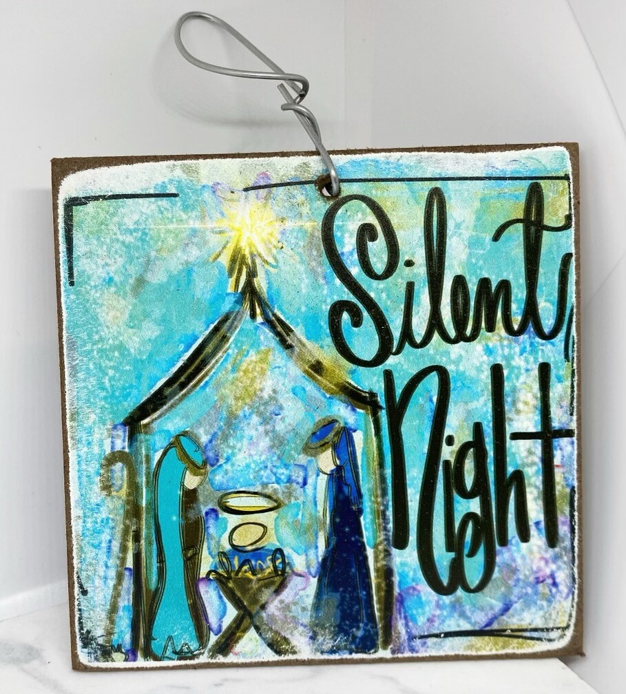 Wooden Christmas Ornaments, Silent Night