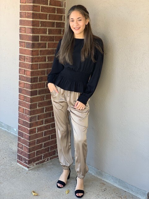 Satin Joggers with Pockets, Khaki