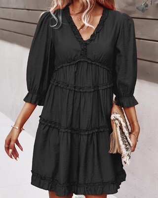 Black Tiered Dress, 3\4 Sleeves