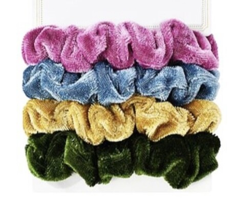 4 Piece Assorted Velvet Scrunchie  Set