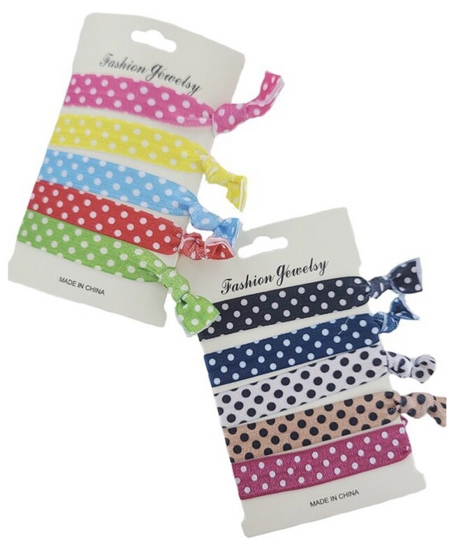 5 Piece Multi Hair Tie Bracelet Set