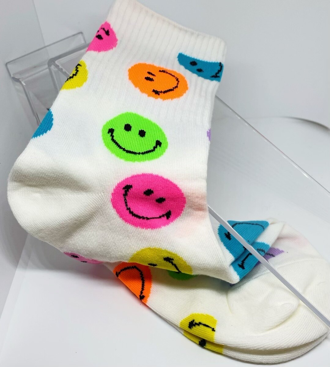 Smiley Socks, Multi Color Smiley Faces
