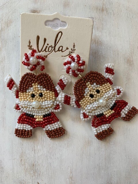 Beaded Santa Earrings