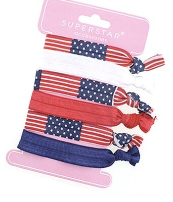 5 Piece Patriotic Hair Tie Bracelet Set
